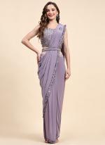 Imported Purple Party Wear Embroidery Work Readymade Saree